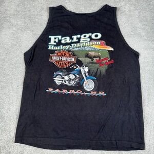 VTG Harley Davidson XL Tank Top USA Double Print Discover the Spirit Fargo‎ ND